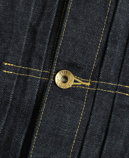 Indigo Selvedge Jacket – Leather Patch Detail | Ghosts Vintage