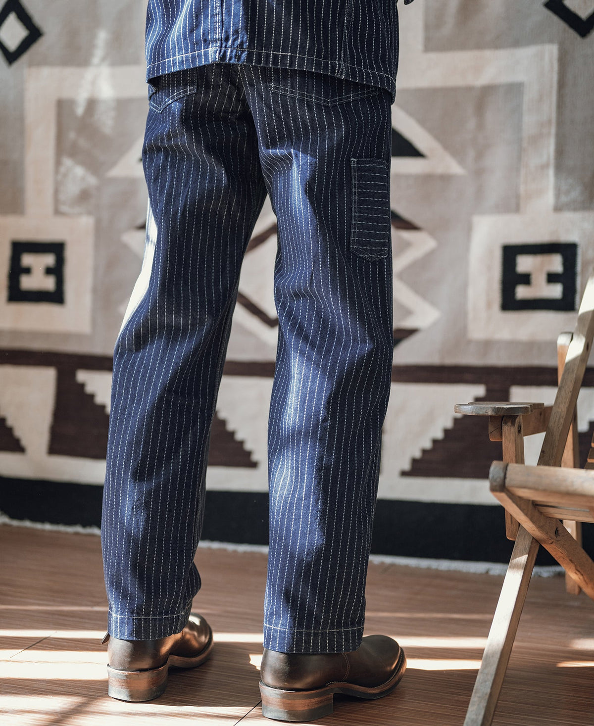 Indigo Wabash Work Pants – Stripe Pattern Detail | Ghosts Vintage