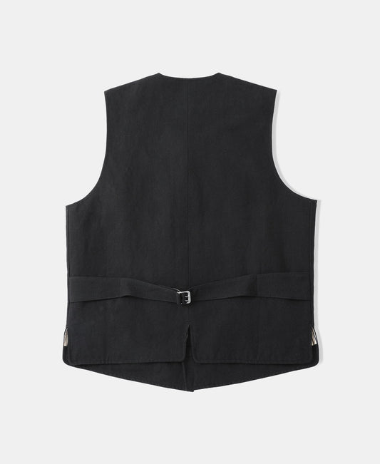 Textured Woven Vest Black – Adjustable Back Buckle Detail | Ghosts Vintage