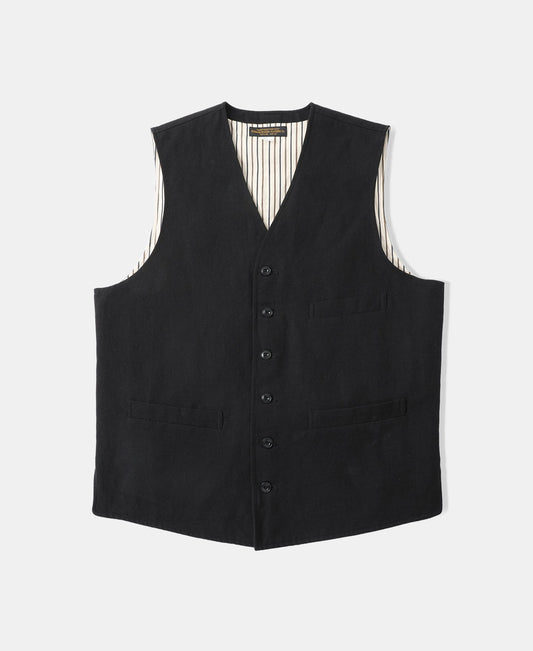 Textured Woven Vest Black – Front View | Ghosts Vintage