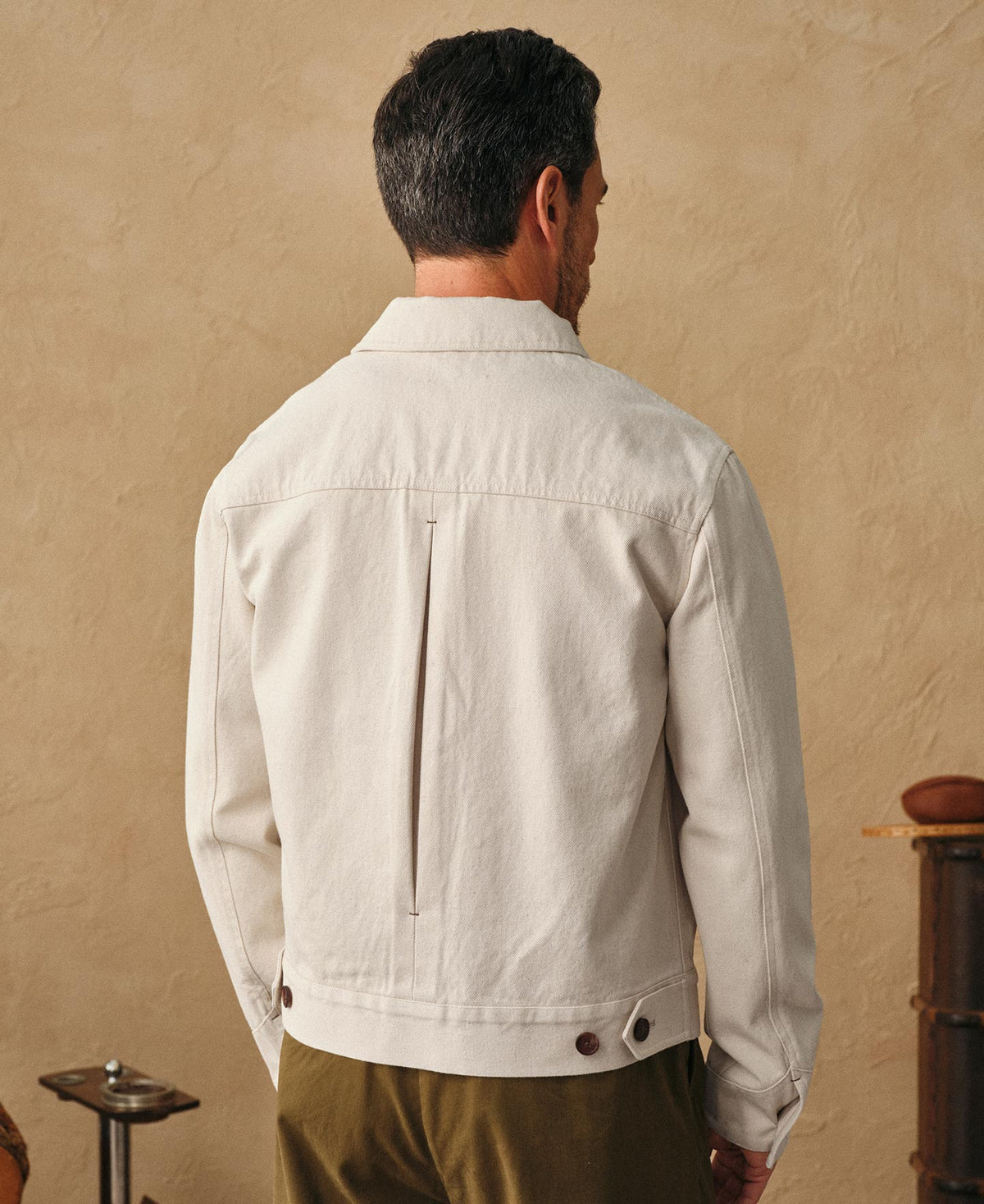 Heavyweight Cotton Work Jacket Natural – Back View | Ghosts Vintage